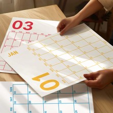 Bi'aldım 2025 Aylık Planlayıcı Duvar Takvimi, 33X48 cm & A4 Poster Takvim, Organizer Takvim, Gökkuşağı Renkleri