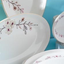 Porsima 2037  Bone China Servis Tabağı Sunumluk 4'lü Kayık Tabak Kahvaltı Sunum Seti Yemek Servis Tabak Seti Servis Tabağı