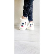 Akınalbella Sevimli Köpekli Peluş Kaydırmaz Taban Ev Terliği Panduf 1 Numara Büyük Alınız