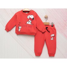 Little Pumpkin Kız Bebek Snoopy Baskılı Şardonlu Kışlık Eşofman Takım