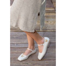 Kadın Vegan Deri Bej Babet - Teddy Tasarım