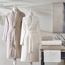 Taç Blaze Pure Cotton Pamuk Aile Bornoz Seti Ekru