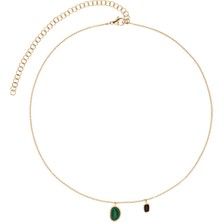 Energetix Kalsedonlu Altın Renkli Manyetik Kolye