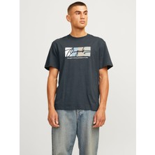 Jack & Jones Jack&jones 12262662 Jorportland Block Brandıng Ss Cn Ln Erkek T-Shirt Haki Yeşil