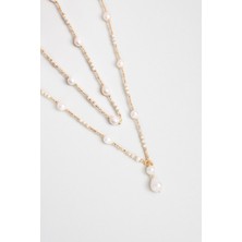 So CHIC Helen 18 Ayar Sarı Altın Kaplama 50 cm Gümüş Inci Kolye