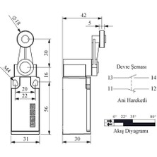 Emas L5K13MEM121 Acısal HARK.18MM Metal Mak.döner Kol