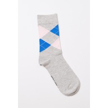 Katia & Bony Erkek Ekose Desenli Soket Çorap Gri Melanj