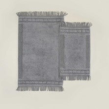 Ecocotton Luna 2'li Banyo Paspas Seti %100 Karde Pamuk Gri 60X90-40X60