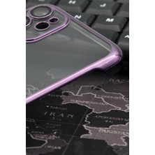 NOVKA Phone Accessories  iPhone 11 Uyumlu Mor Renkli Ince Kenarlı Şeffaf Sert Kapak Kılıf