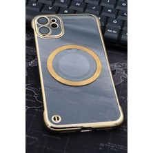 NOVKA Phone Accessories  iPhone 11 Uyumlu Altın Sarı Gold Renkli Ince Kenarlı Şeffaf Sert Kapak Kılıf