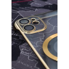 NOVKA Phone Accessories  iPhone 11 Uyumlu Altın Sarı Gold Renkli Ince Kenarlı Şeffaf Sert Kapak Kılıf