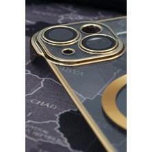 NOVKA Phone Accessories  iPhone 13 Uyumlu Altın Sarı Gold Renkli Ince Kenarlı Şeffaf Sert Kapak Kılıf