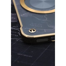 NOVKA Phone Accessories  iPhone 13 Uyumlu Altın Sarı Gold Renkli Ince Kenarlı Şeffaf Sert Kapak Kılıf