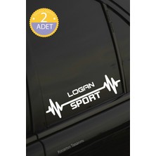Kocamın Tasarımı Dacia Logan Nabız Kalp Atışı Ritim Logan Araç Uyumlu Oto Sticker 2 Adet Beyaz 20*7cm