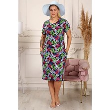 Dipmoda kadın çiçek desenli viskon elbise AYSL41 - Çok Renkli
