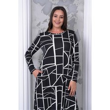 Dip Moda Dipmoda kadın desenli büyük beden uzun elbise DPA036