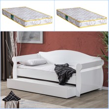 Setay Yavrulu Yatak, Taht Yavrulu Karyola - Beyaz + 2 Adet Comfort Yatak