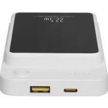 S-Link M1021 10000MAH Magsafe 15W HSC22.5W+PD20W+QC3.0 Beyaz LCD Taşınabilir Şarj Cihazı Powerbank