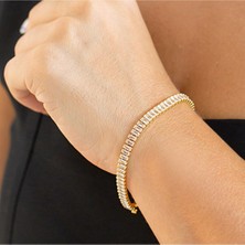 SE Jewellery Gold Renk Şık Baget Taşlı Su Yolu Bileklik