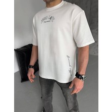 Reyaz Baskılı Oversize T-Shirt - Beyaz