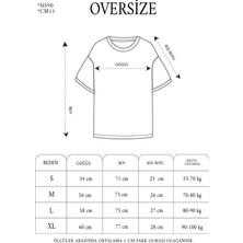 Reyaz Bisiklet Yaka Baskılı Oversize T-Shirt - Kırmızı