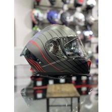 865 Space Kırmızı Siyah Kapalı Kask Güneş Vizörlü
