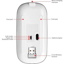 UmoTech Şarjlı Kablosuz Mouse Bluetooth 2.4ghz Rgb Işıklı Sessiz Tıklama Tablet Telefon Bilgisayar Uyumlu