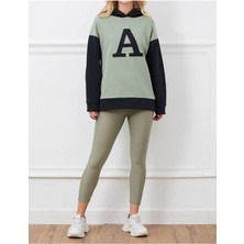 Tex Republic Kadın Baskılı Kapüşonlu Oversize Üç Iplik Sweatshirt