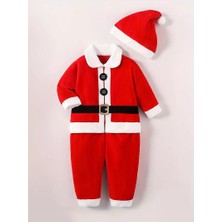 Masho Trend Noel Baba Kostümü - Polarlı Noel Baba Kıyafet (4 Parça) - Noel Cosplay - Christmas Noel Çocuk Kostüm