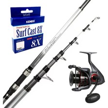 Yek Outdoor Surf Olta Seti Okuma Wave Power Tele Surf 3.90 cm 100-200 gr 5 Parça Surf Kamışı&okuma Ceymar C-6000A Dark Grey 7+1bb Olta Makinesi