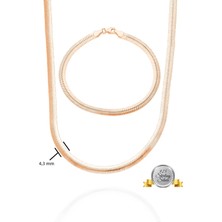 Adal Silver 925 Ayar Gümüş Balık Sırtı Kolye Bileklik Set