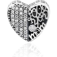 Adal Silver Gümüş Taşlı Love You Mom Charm