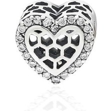 Adal Silver Kadın Gümüş Zirkon Taşlı Kalp Charm