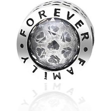 Adal Silver Gümüş Pave Taş Forever Family Charm