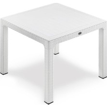 Ziynet Home 90 x 90 Rattan Masa Bahçe Teras Balkon Masası Kare Rattan Masa