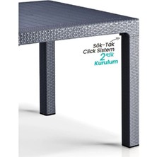 Rattan Masa 70X120 Sabit Masa - Bahçe Balkon Teras 1. Kalite Orta Boy