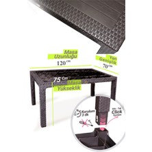 Rattan Masa 70X120 Sabit Masa - Bahçe Balkon Teras 1. Kalite Orta Boy