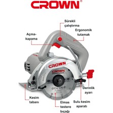 Crown Elmas Testereli Mermer Kesme Makinesi 115MM 1500W CT15213-115-W | Bakır Sargılı Seramik Granit Kesme