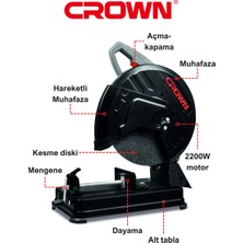 Crown Metal Profil Kesme Makinesi 2200W CT15232 Bakır Sargılı Hassas ve Açılı Metal Kesim Makinesi