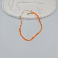 SE Jewellery Vıp Turuncu Ipli Çelik Halhal Bileklik