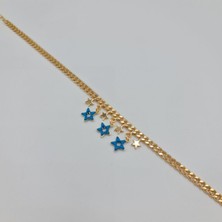 SE Jewellery Vıp Çelik Pembe Yıldızlı Zincir Halhal Bileklik