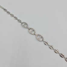 SE Jewellery Gümüş Renkli Vıp Zincir Çelik Kadın Bileklik