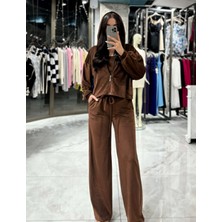 Miss Swans Sandara 3´lü Premium Kalite Kadife Takım-Kahve