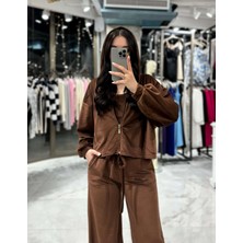 Miss Swans Sandara 3´lü Premium Kalite Kadife Takım-Kahve