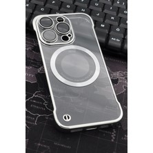 NOVKA Phone Accessories  iPhone 13 Pro Uyumlu Gümüş Gri Silver Renkli Ince Kenarlı Şeffaf Sert Kapak Kılıf