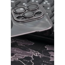 NOVKA Phone Accessories  iPhone 14 Pro Uyumlu Siyah Renkli Ince Kenarlı Şeffaf Sert Kapak Kılıf