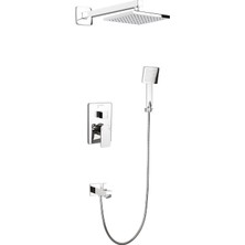 Mistillo Ankastre 3 Yönlü Kare Duş Seti 200x200 mm – Paslanmaz Pirinç Krom Kaplama