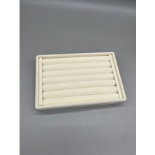 Megass Dekor Yerli Üretim Küçük Boy Süet Kumaş Krem Renk 22 /14 cm Rulo Çekmece Içi Yüzük Standı