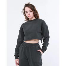 Evable Cross Kadın Arkası Çapraz Dekolte Detaylı Haki Sweatshirt