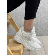 185 Bayan Cilt Taş Detaylı Dolgu Topuk  Ayakkabı